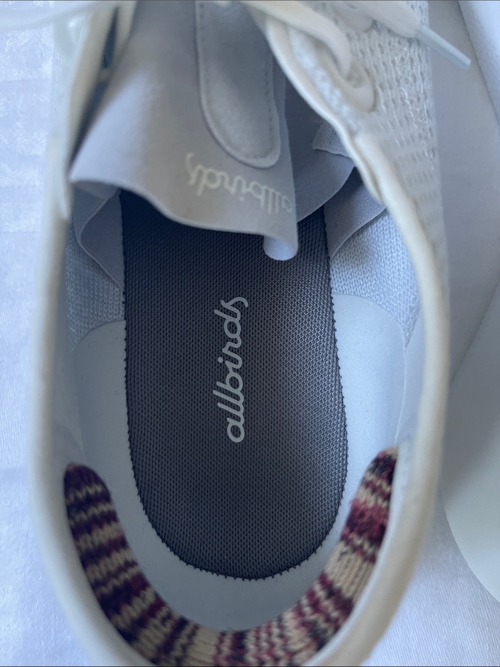allbirds White Knit Casual Sneakers. Color is Blizzard, Hanami night - Picture 3 of 8